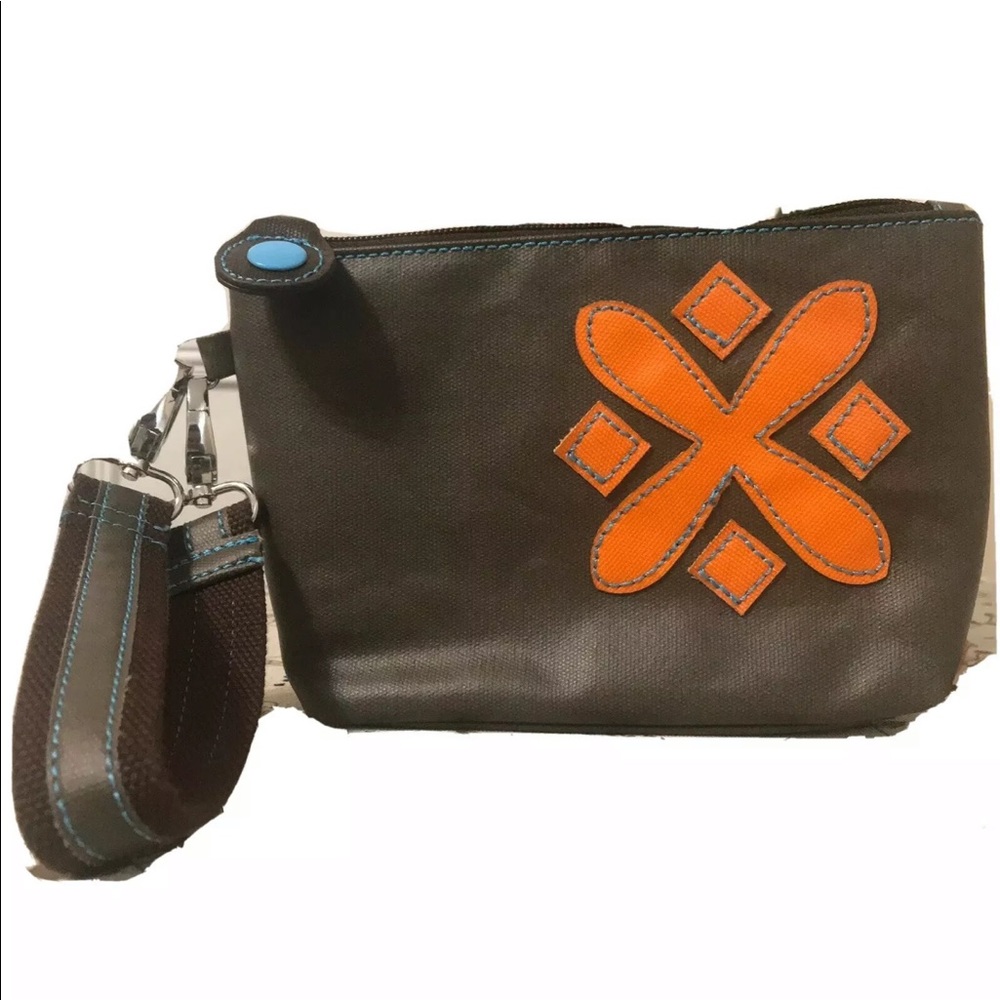 Urban Junket Clutch Wristlet Orange Flower Purse